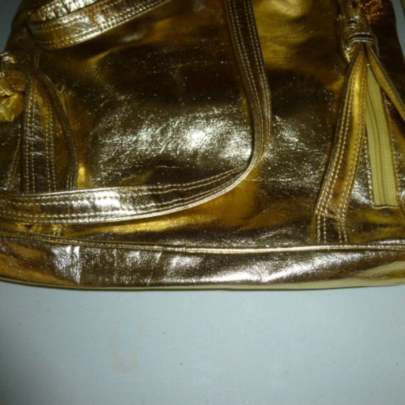 Carlos Falchi Gold Metallic Backpack Bag - Picture 10 of 12